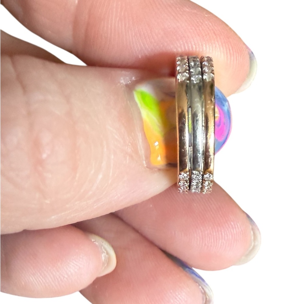 14k Halo Oval Diamond Engagement Ring with 2 rose gold diamond pavè bands. - Picture 7 of 12